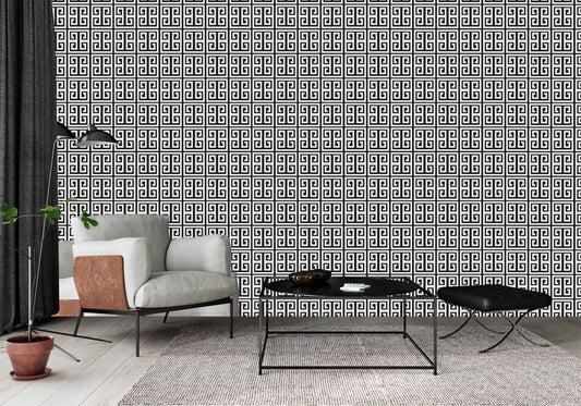 Geometric Greek Key Wallcovering