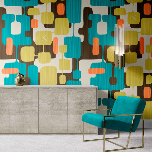 Midcentury Square Rooms Wallcovering